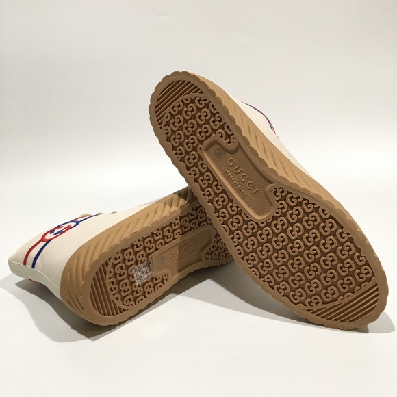 GUCCI INTERLOCKING G HIGH TOP SNEAKERS -WHITE CANVAS -MEN’S US 9.5 -NEW - Picture 10 of 10